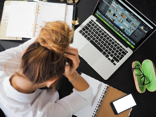 woman studying at computer