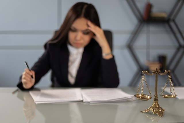 woman stressed at desk