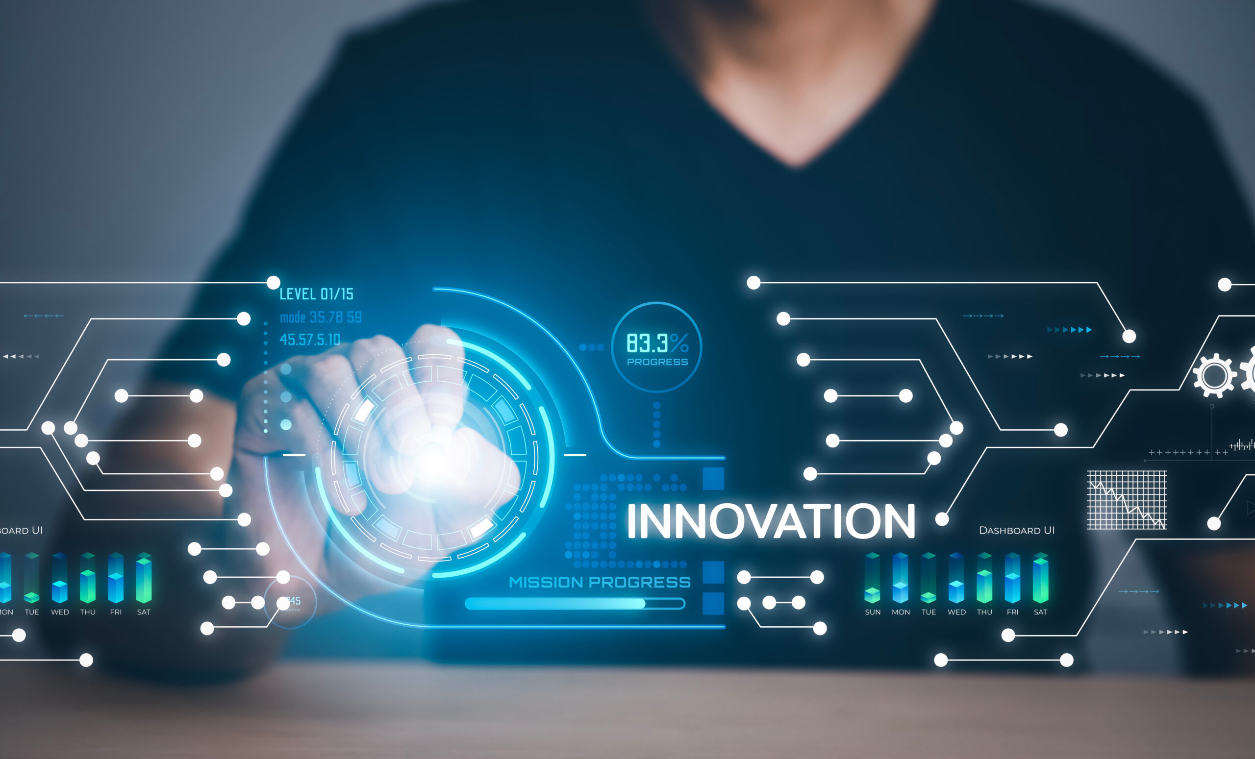 Innovation with Graphical User Interface Concept, businessman